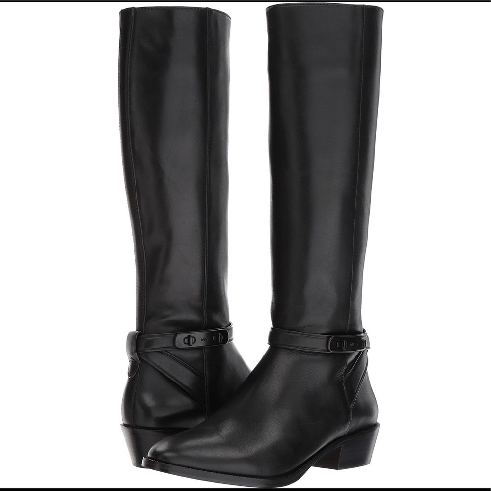 COACH boots black leather extended calf